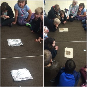 Testing tin foil and the school's paper towel